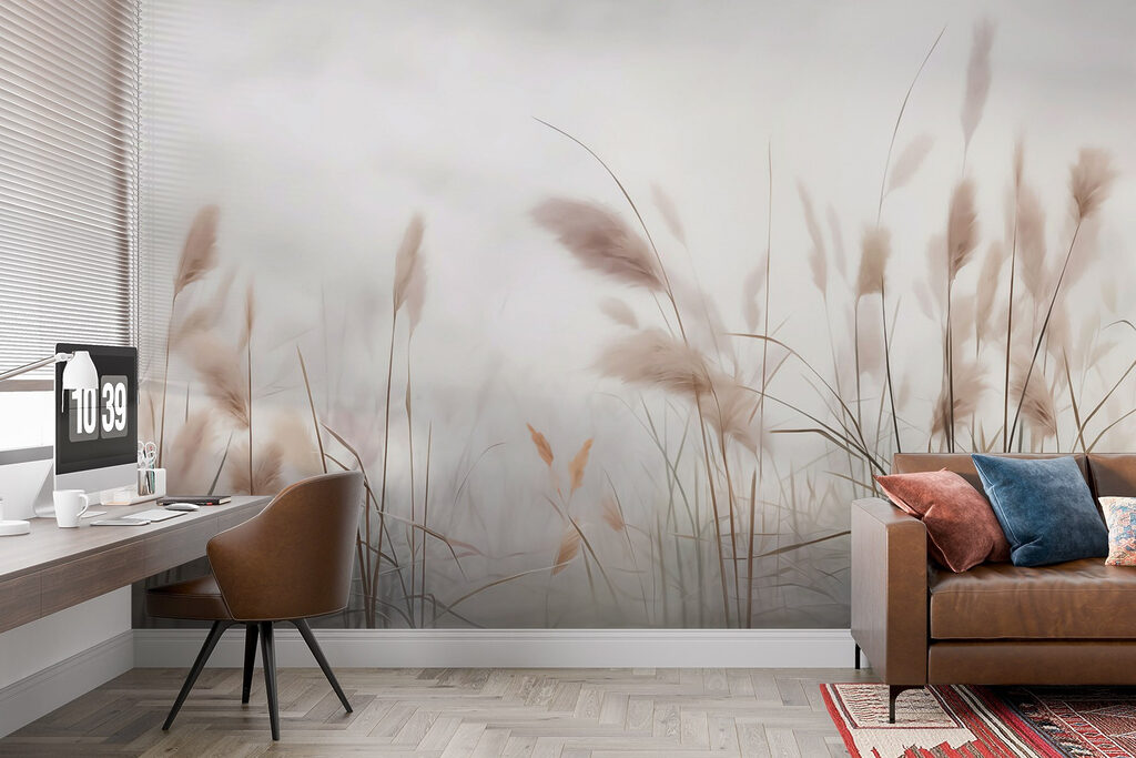 Obraz rybníka s mostem a květinami