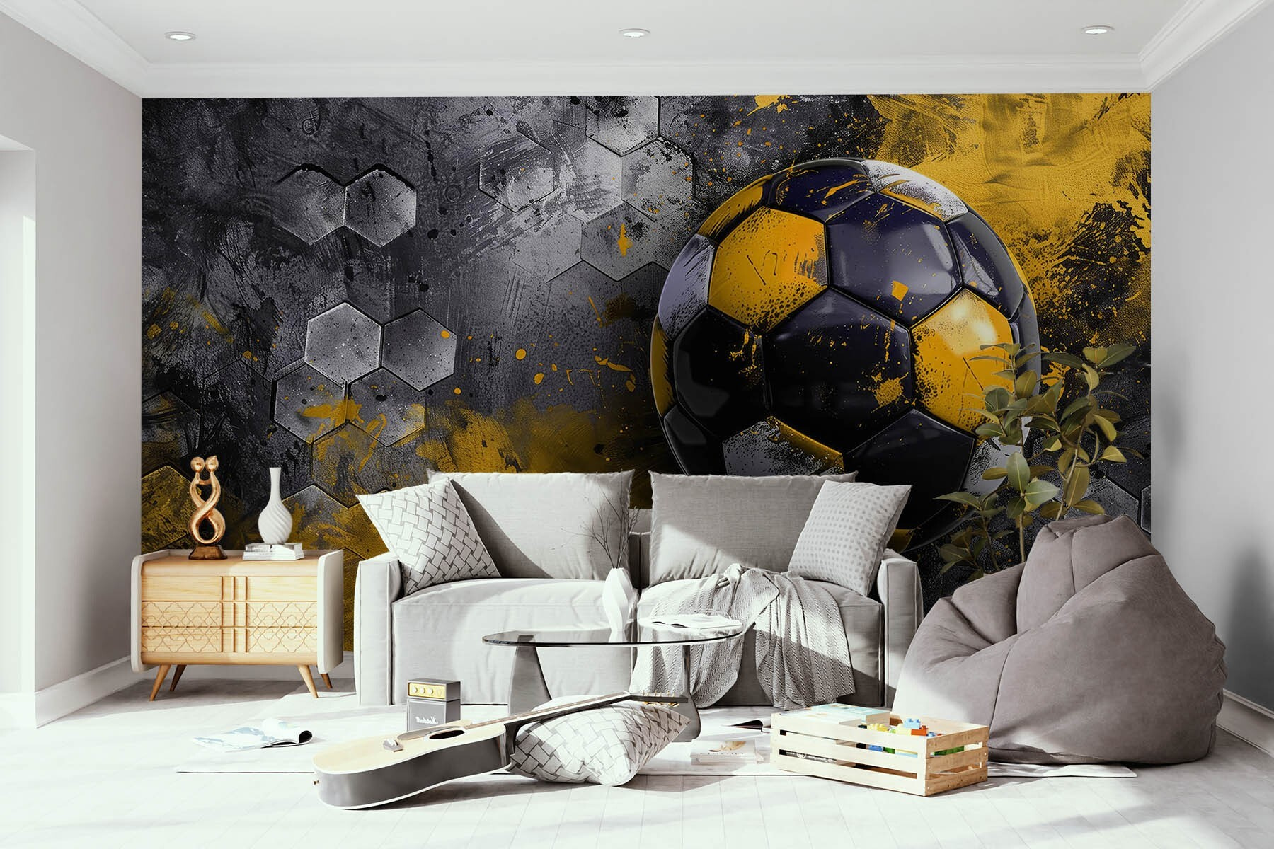 Football ball on a wall