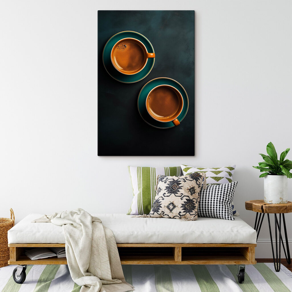 Two cups of coffee on saucers