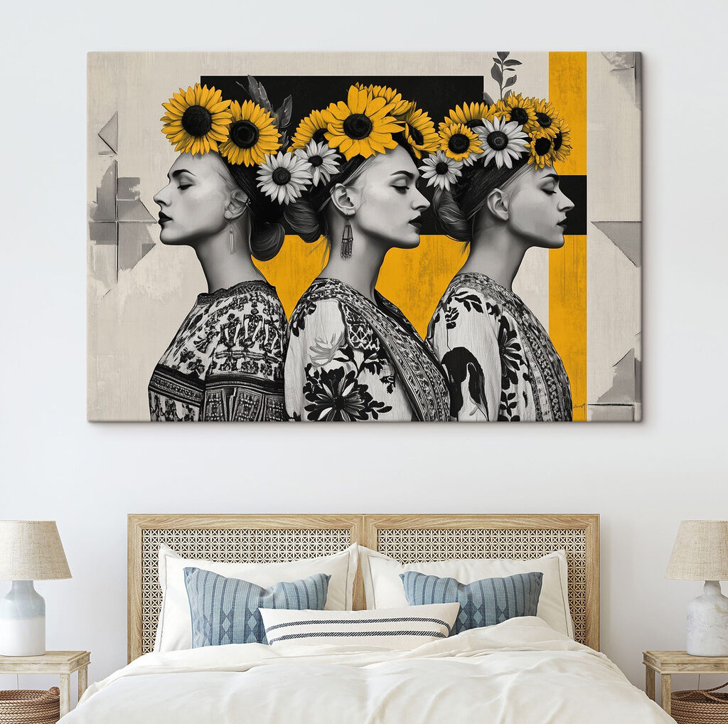 Group of women with sunflowers in their hair