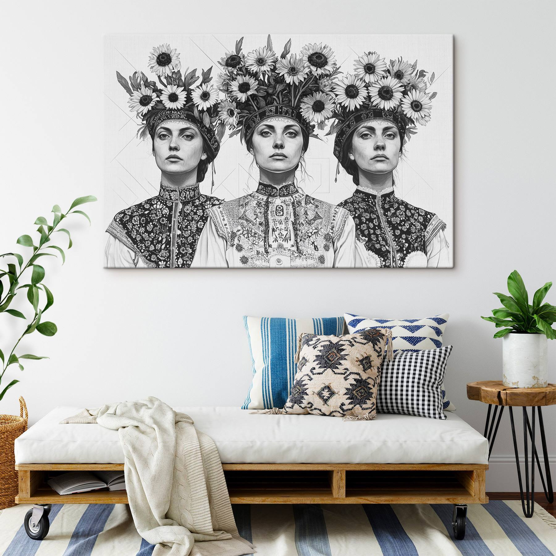 Group of women with flowers on their head Group of women with flowers on their head