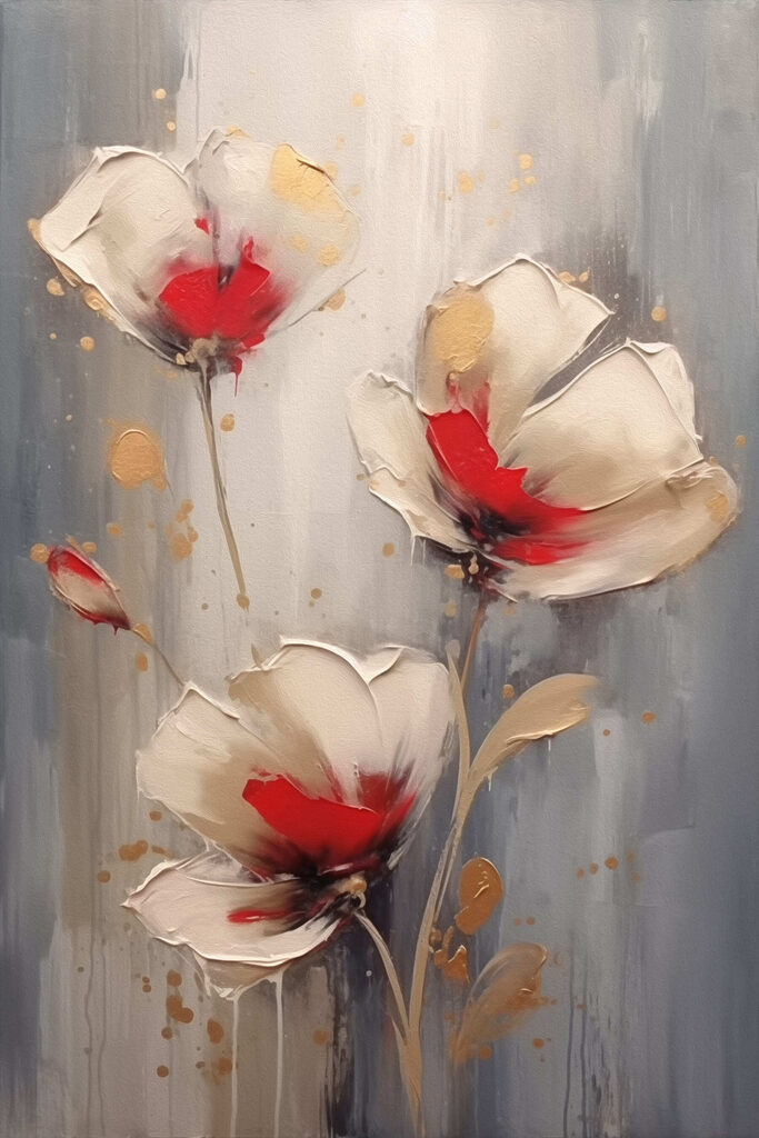 Painting of flowers on a grey background
