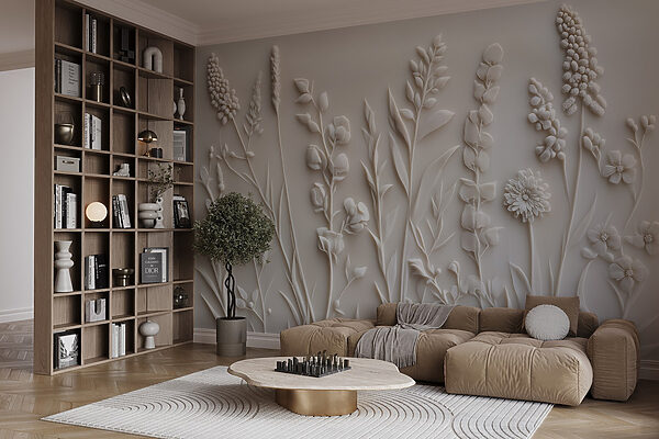 Bílý design květin a listů Bílý design květin a listů