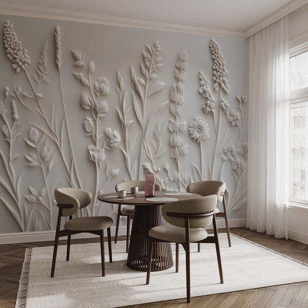 Bílý design květin a listů Bílý design květin a listů
