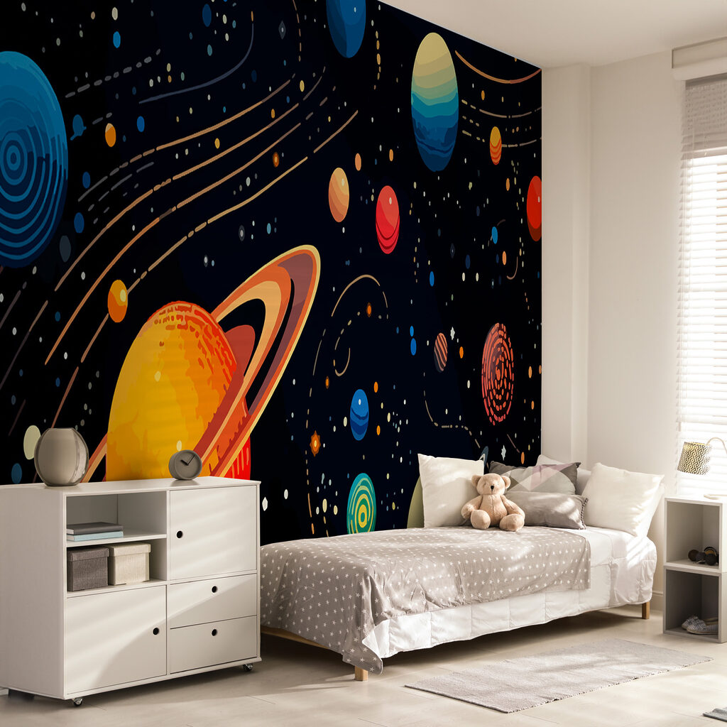 Colorful planets and stars Colorful planets and stars