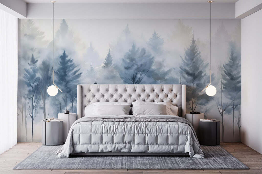 Group of trees in fog Group of trees in fog