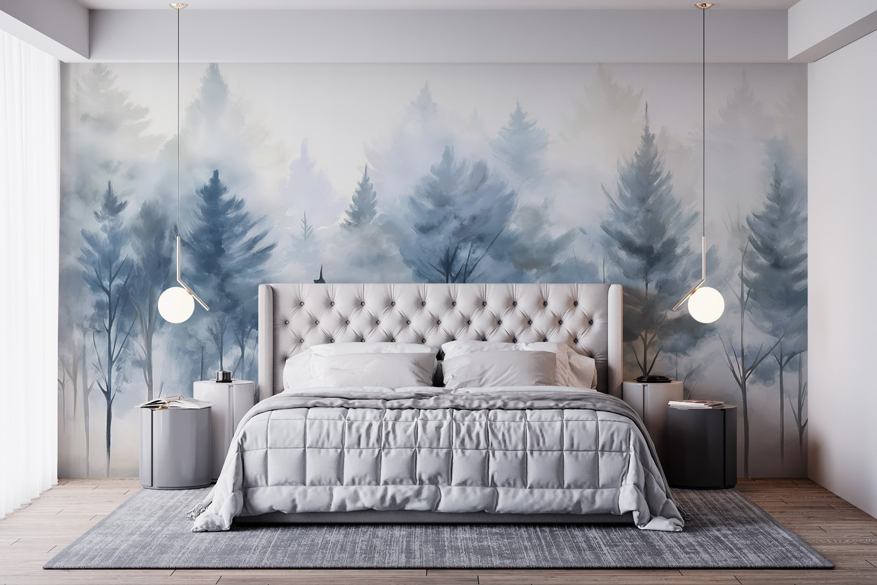 Group of trees in fog Group of trees in fog