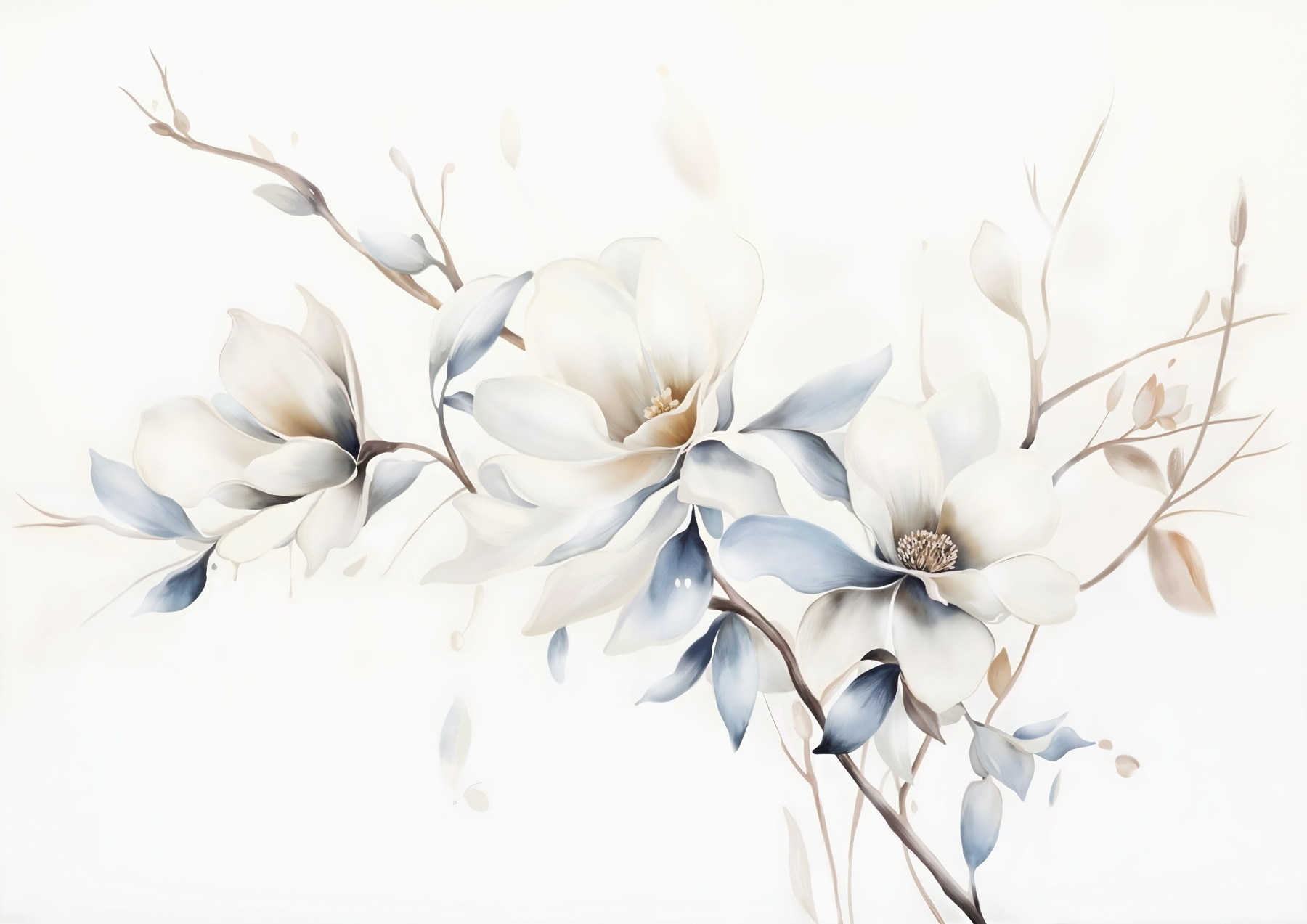 Painting of flowers on a white background Painting of flowers on a white background