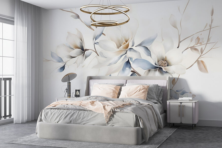 Painting of flowers on a white background Painting of flowers on a white background