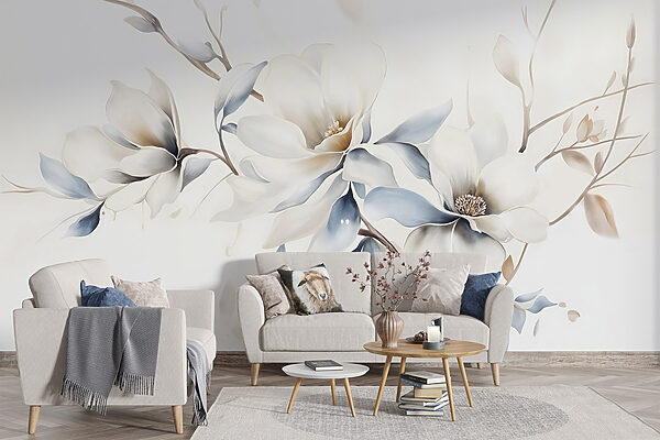Painting of flowers on a white background Painting of flowers on a white background