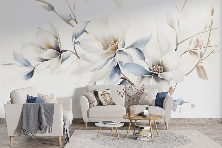 Painting of flowers on a white background Painting of flowers on a white background