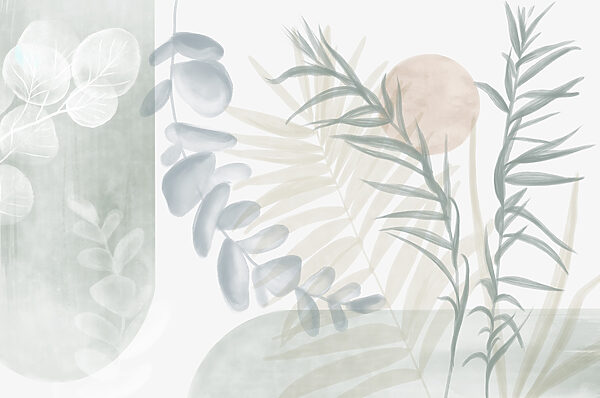 Klidná botanická ilustrace v jemných tónech Klidná botanická ilustrace v jemných tónech