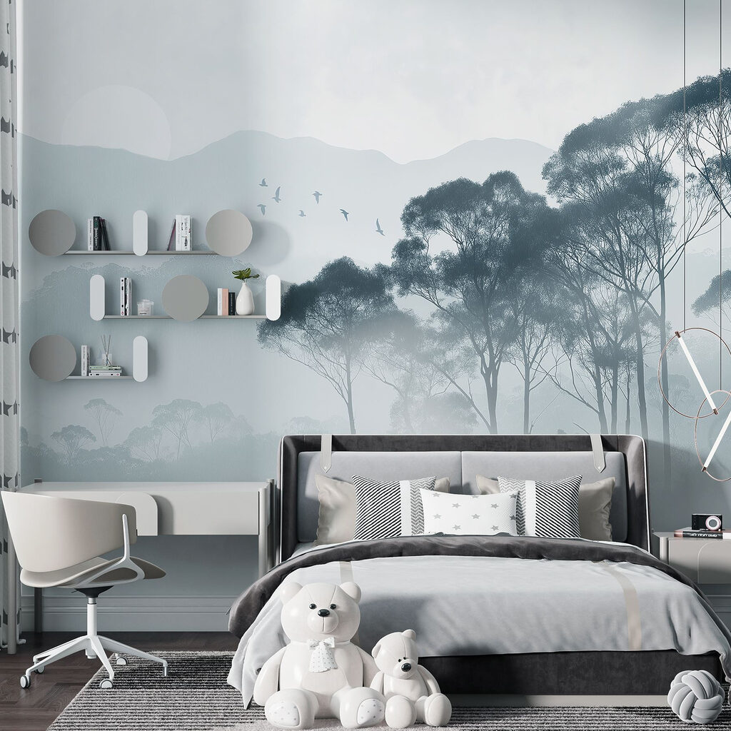 Group of trees in fog