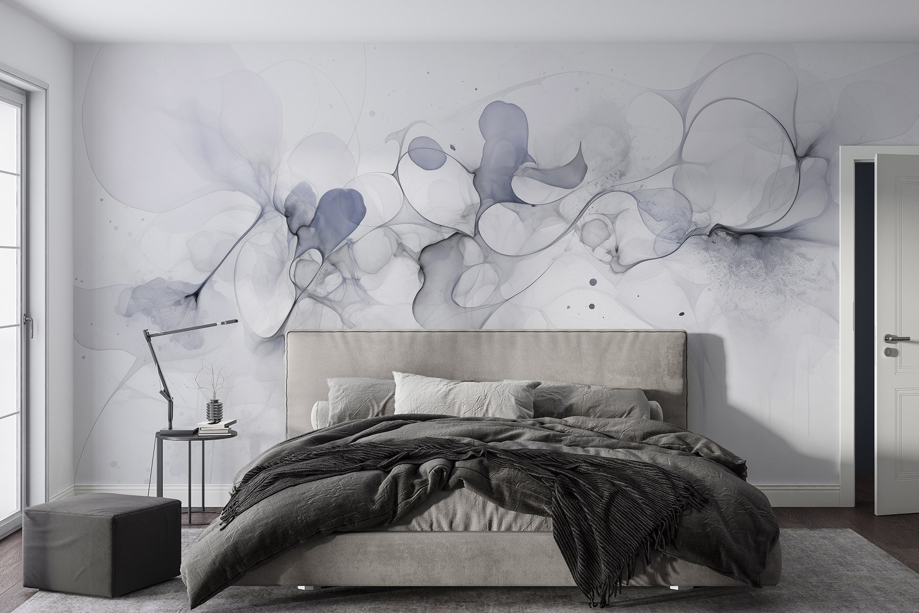 Abstract fluid shapes in soft tones