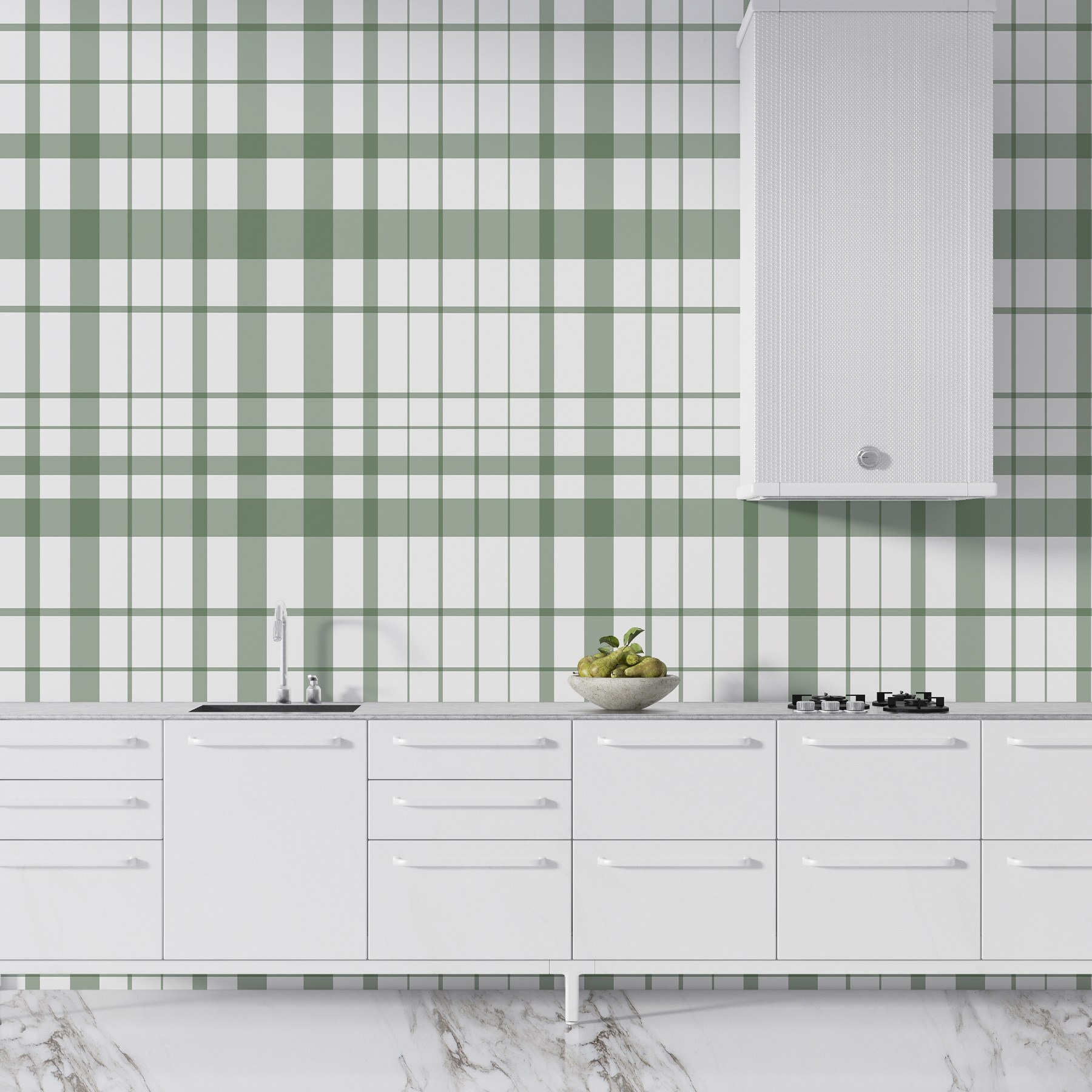 Green and white plaid