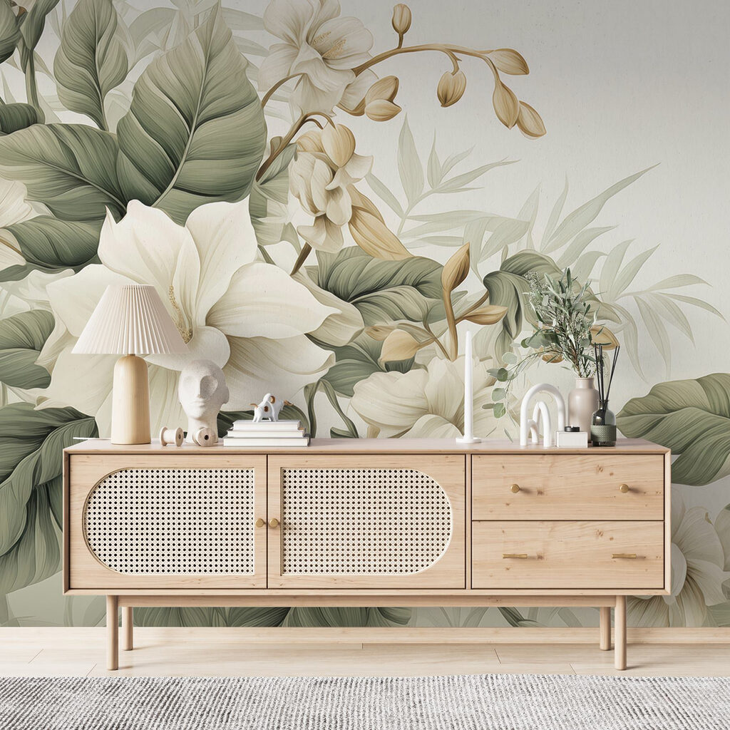 Bird on a branch with flowers