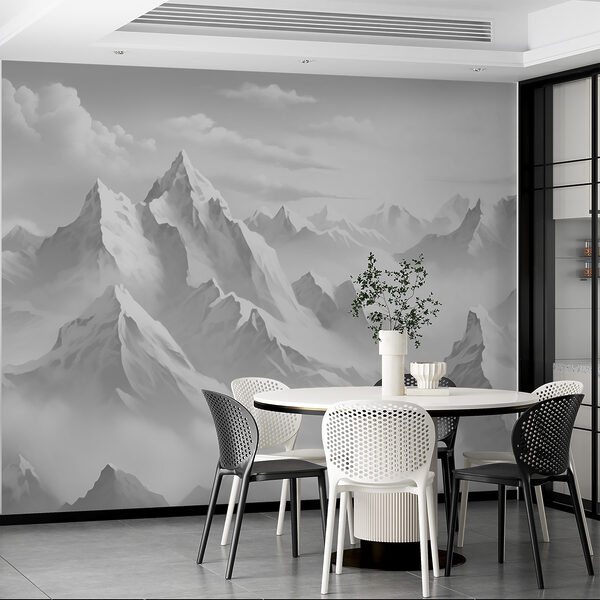 Mountain range with clouds