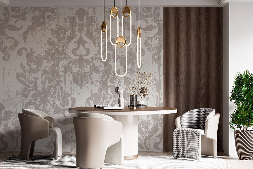 White and grey wallpaper