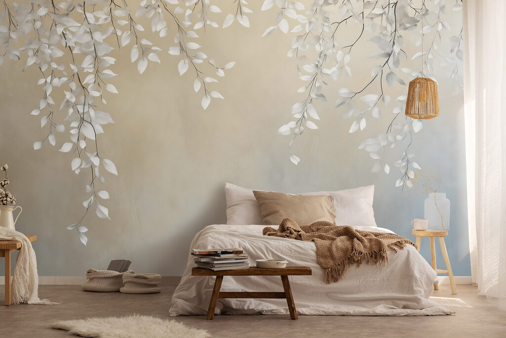 White leaves on a branch White leaves on a branch