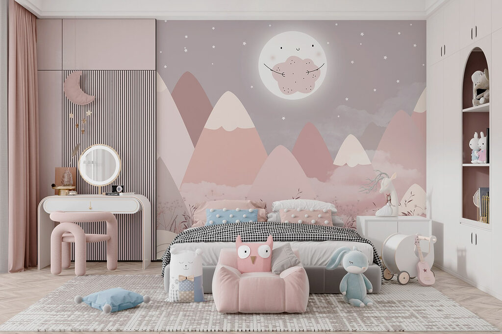 Landscape of mountains and the moon