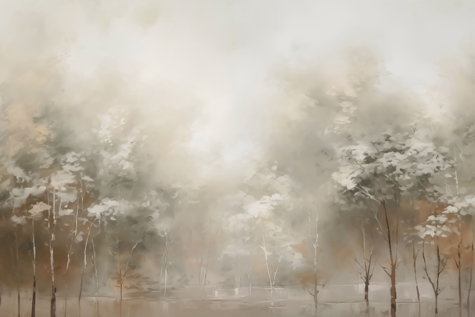 Painting of trees in fog