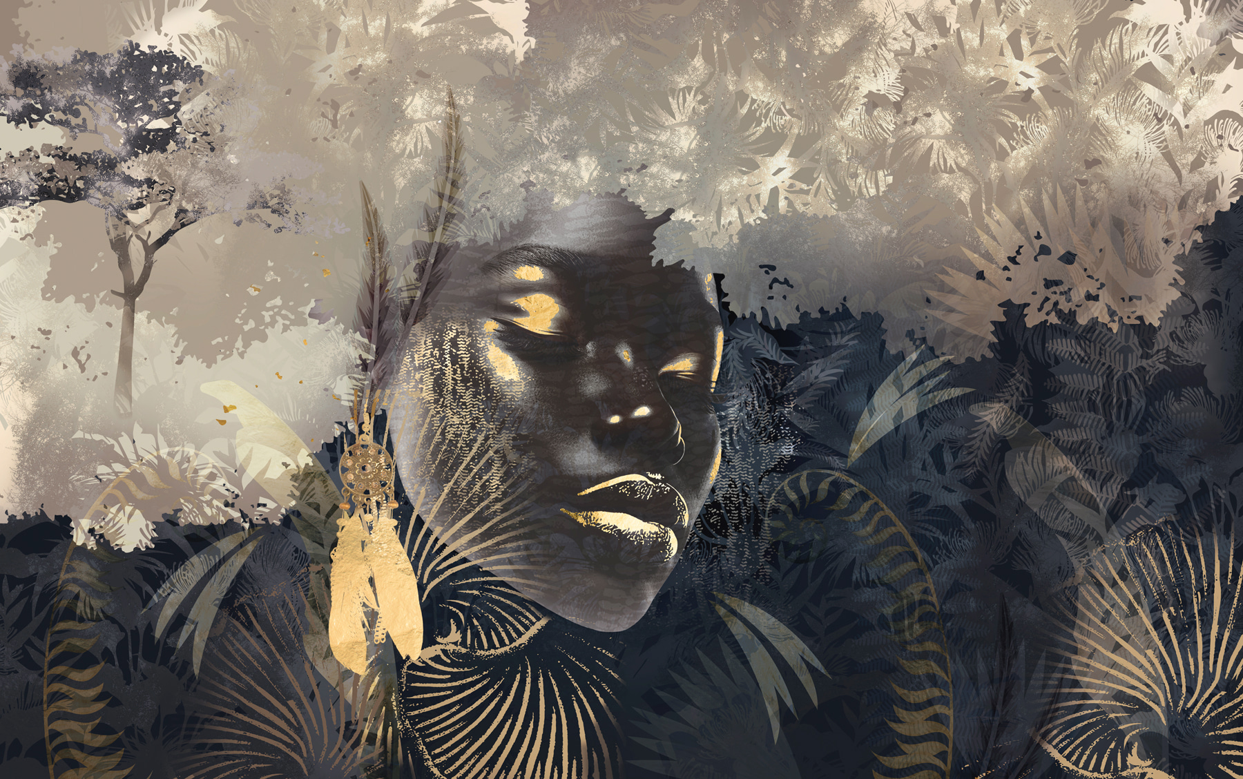 Dreamy portrait in a lush landscape