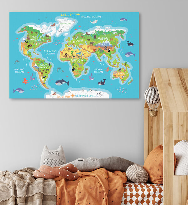 Mapa světa se zvířaty Mapa světa se zvířaty