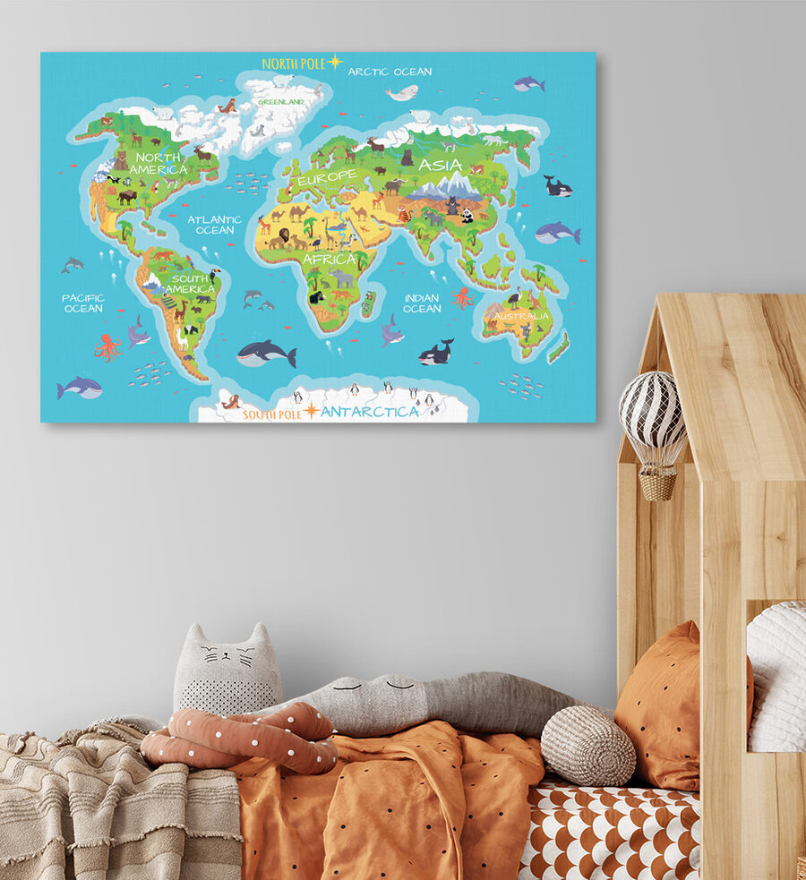 Mapa světa se zvířaty Mapa světa se zvířaty