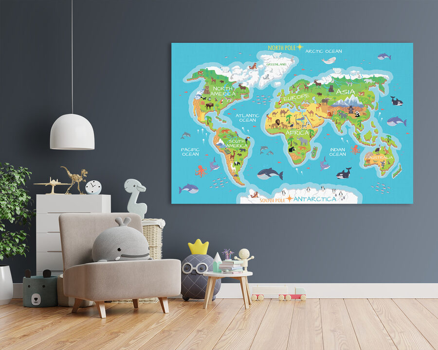 Mapa světa se zvířaty Mapa světa se zvířaty