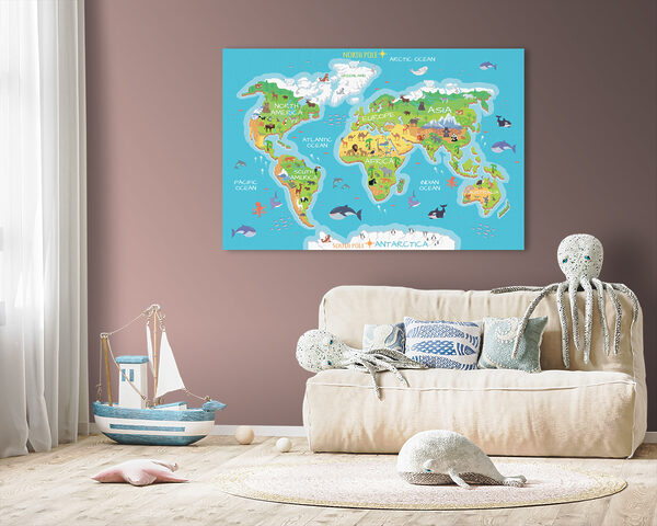 Mapa světa se zvířaty Mapa světa se zvířaty