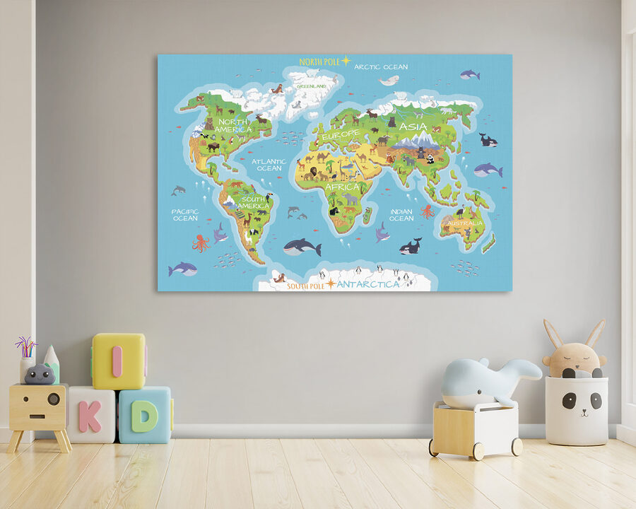 Mapa světa se zvířaty Mapa světa se zvířaty