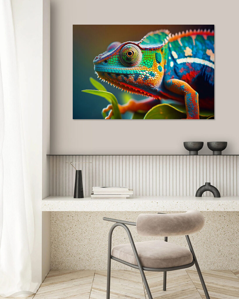 Colorful lizard on a leaf