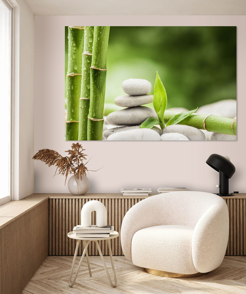 Stack of rocks and bamboo