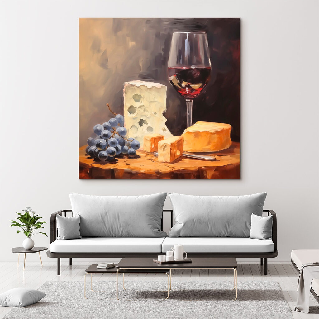 Glass of wine and cheese on a table Glass of wine and cheese on a table