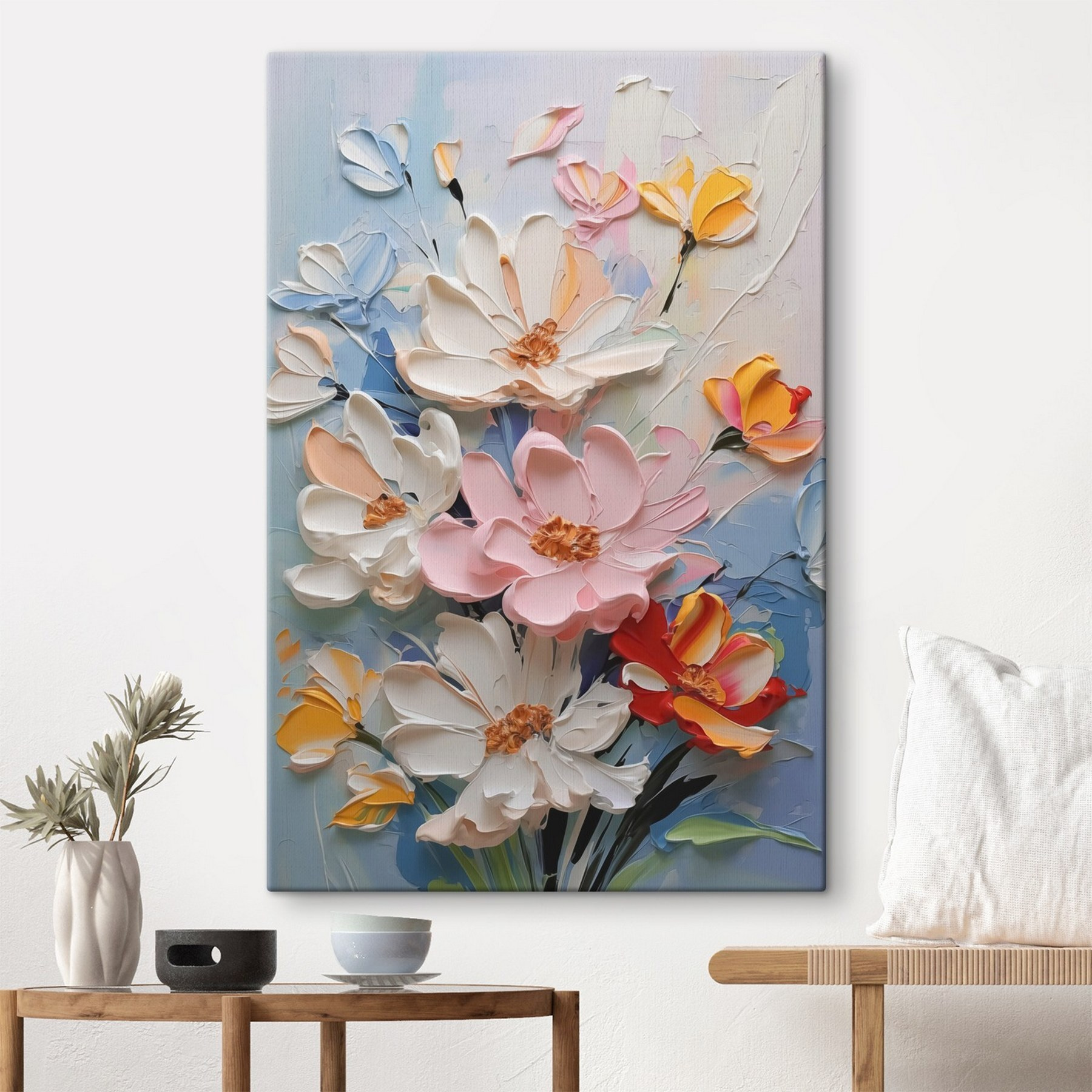 Painting of flowers on a wall