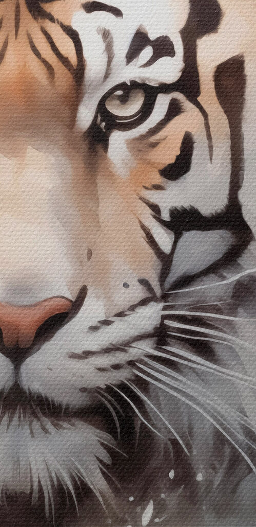 Tiger with flowers in the background