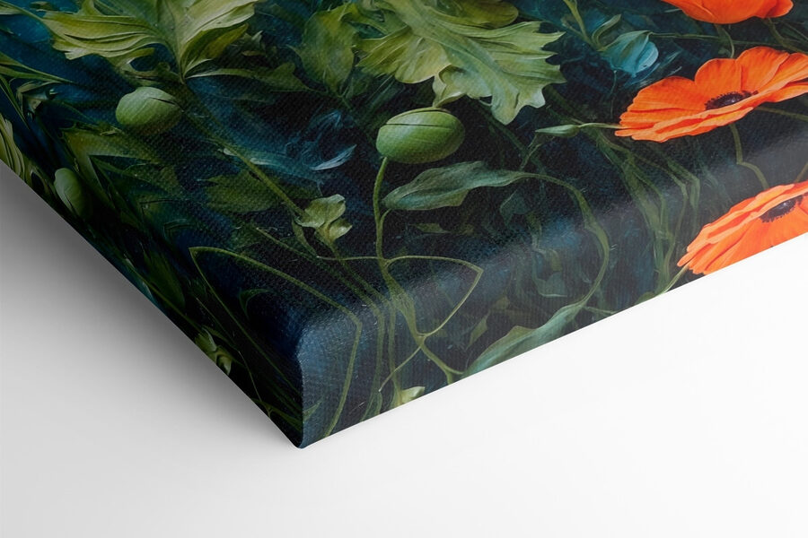 Painting of flowers on a blue background Painting of flowers on a blue background