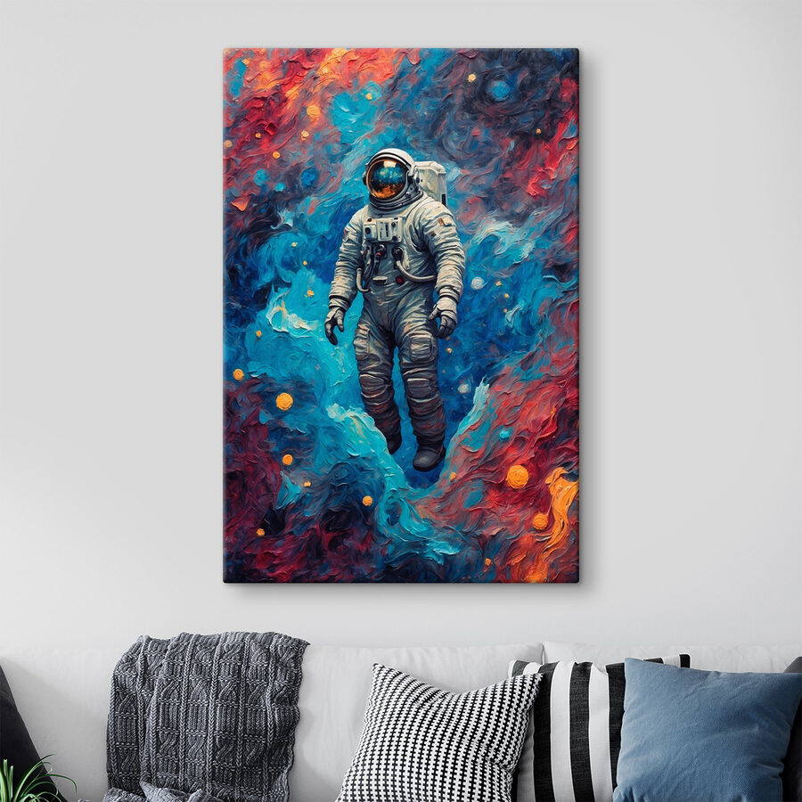 Obraz Astronaut ve vesmíru s barevným pozadím