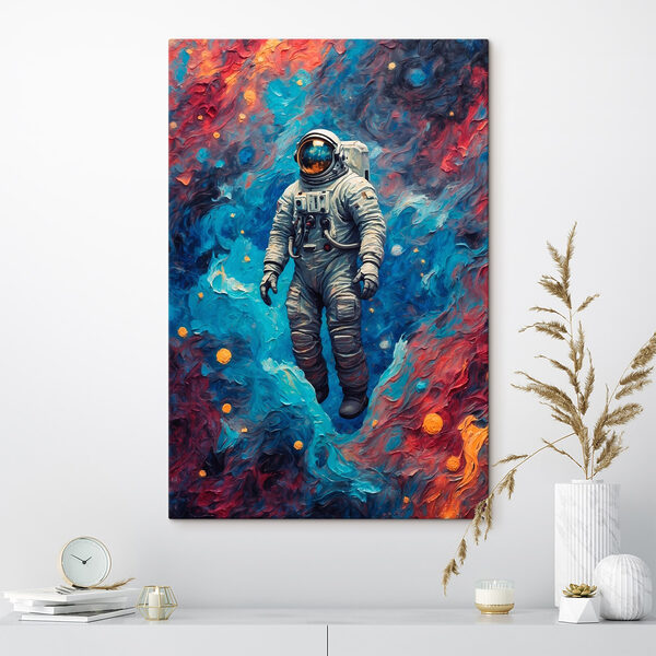 Astronaut ve vesmíru s barevným pozadím Astronaut ve vesmíru s barevným pozadím