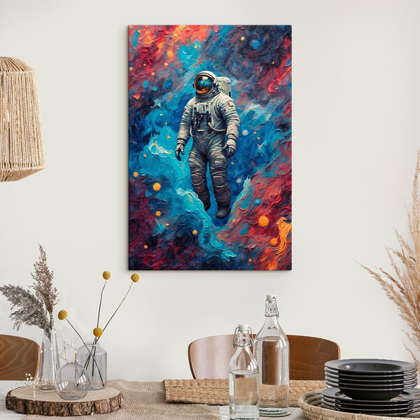 Astronaut ve vesmíru s barevným pozadím Astronaut ve vesmíru s barevným pozadím