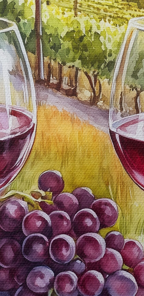 Wine glasses and grapes on a table Wine glasses and grapes on a table