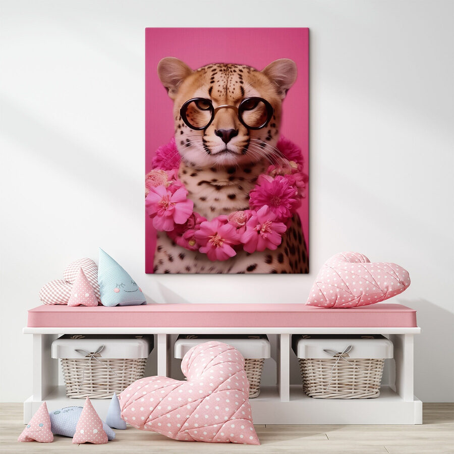 Obraz Leopard s brýlemi a náhrdelníkem z květin - Image 2