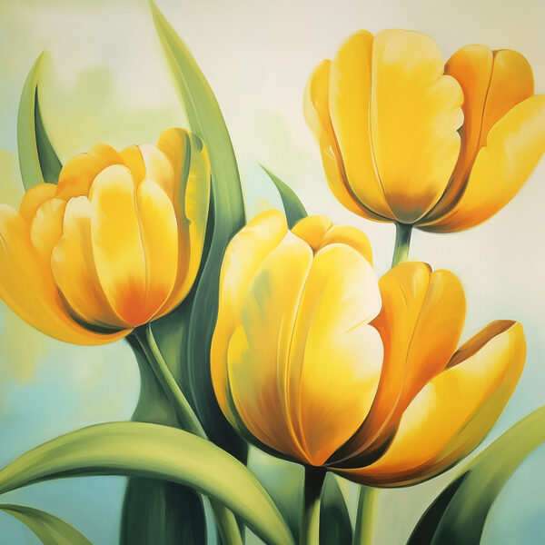 Malba žlutých tulipánů Malba žlutých tulipánů