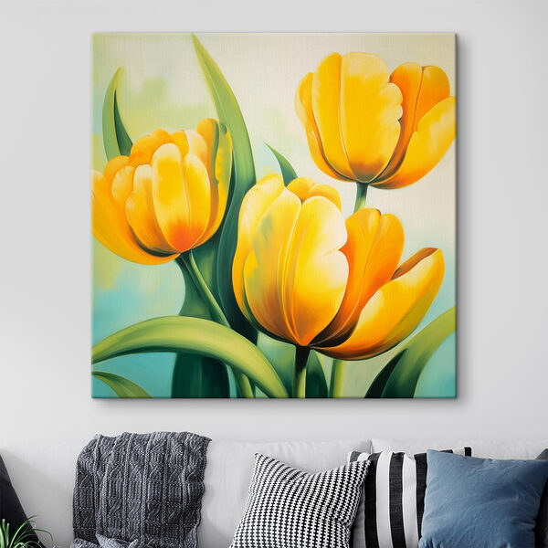 Malba žlutých tulipánů Malba žlutých tulipánů