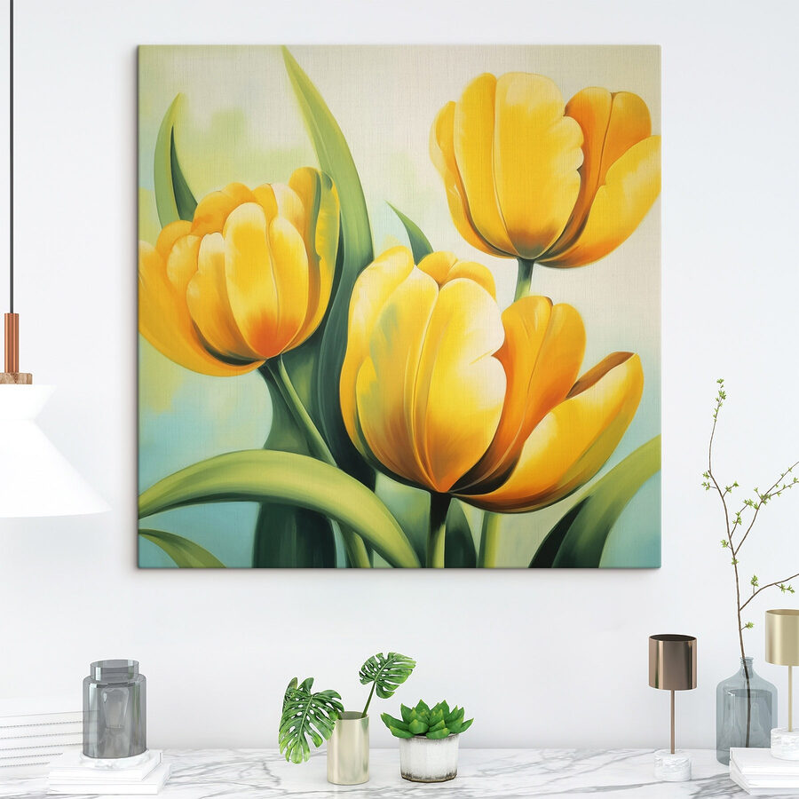 Malba žlutých tulipánů Malba žlutých tulipánů