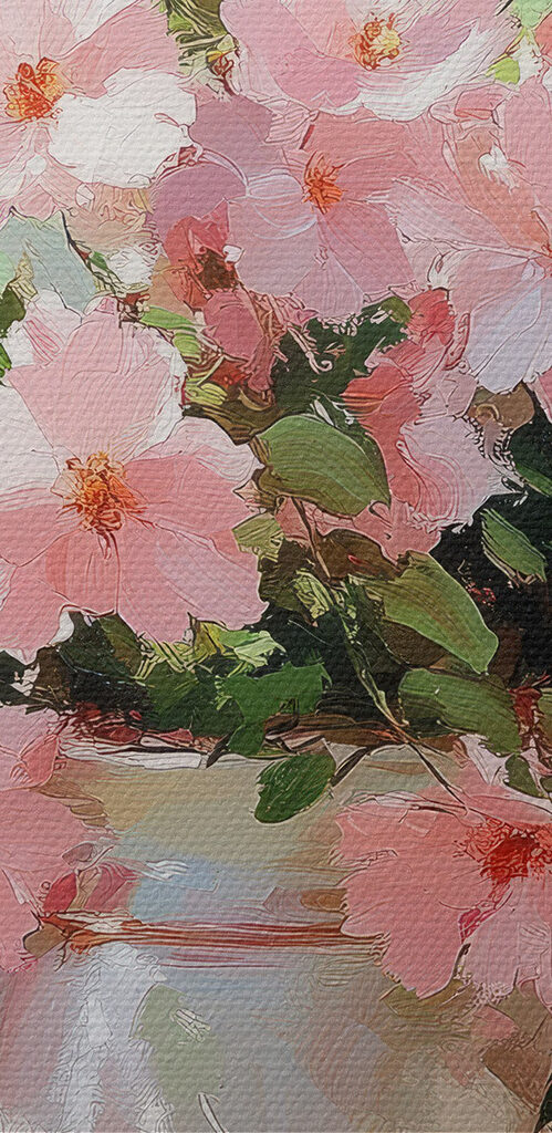 Vase with pink flowers