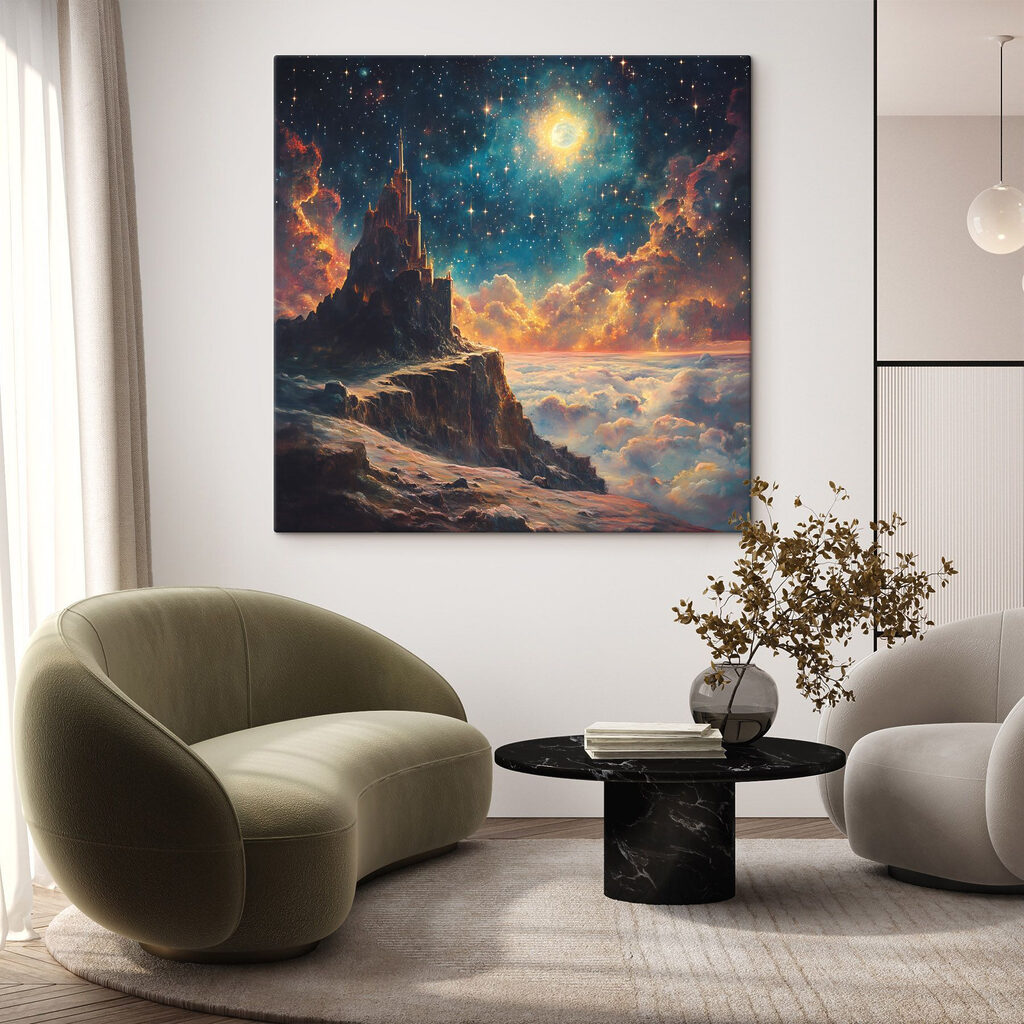 Mountain with a tower in the sky Mountain with a tower in the sky