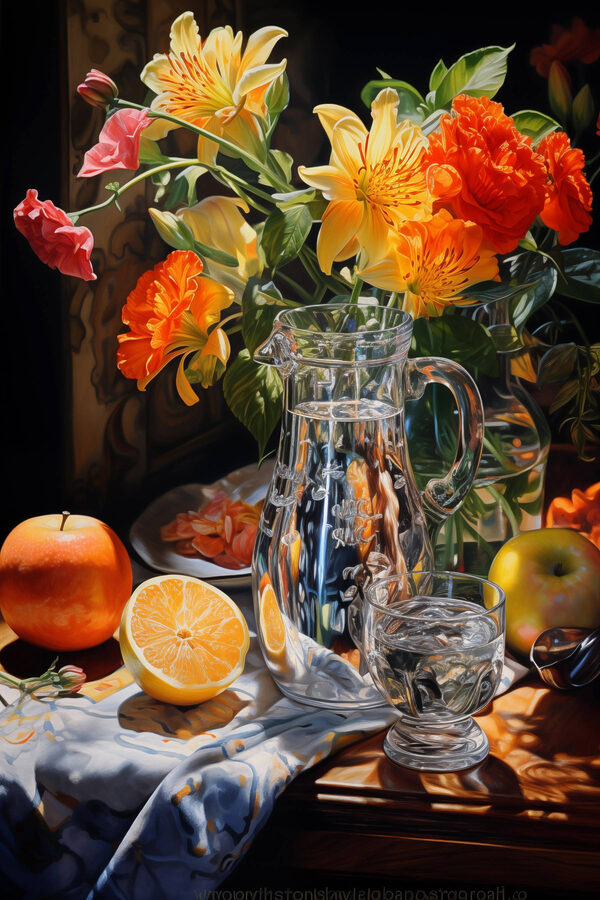 Still life with flowers and fruit Still life with flowers and fruit
