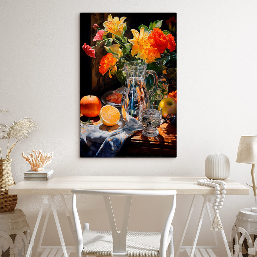 Still life with flowers and fruit Still life with flowers and fruit