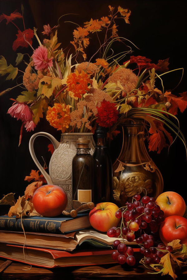 Still life with fruit and flowers